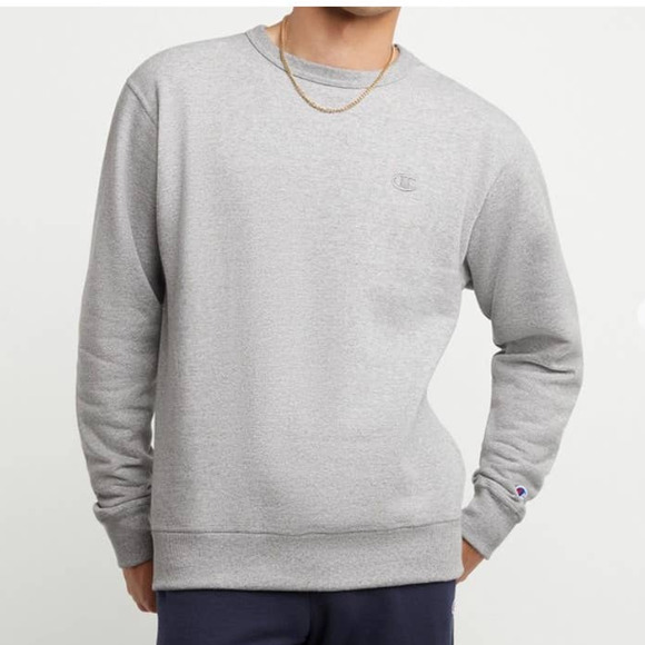 Champion Powerblend C Logo Fleece Crewneck Sweatshirt in Oxford Gray Mens Size M - Picture 1 of 8